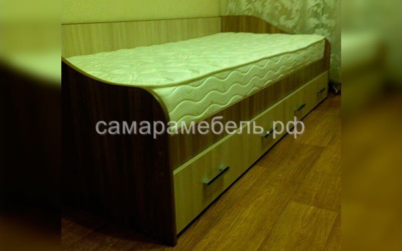 Кровать одинарная с ящиками (Без матраца 0,9*2,0) «Город»