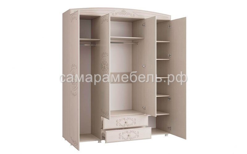 Шкаф 4-х дверный комбинированный с зеркалом «Каролина»